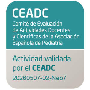 Logotipo confirmación aval Asociación Española de Pediadría de Neonatología 360